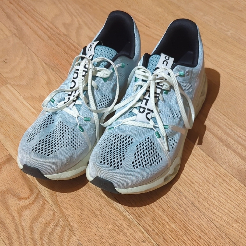 On men's Stylish Blue and White Sneakers